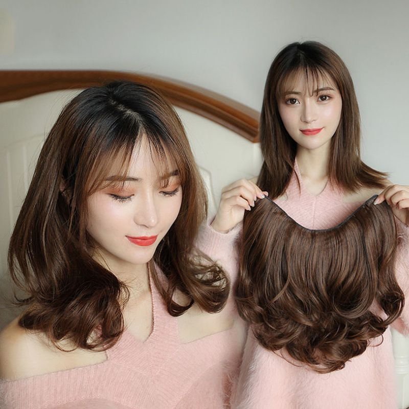 Women’S U Shape Half Head Cover Long Hair Seamless Big Wave Wig