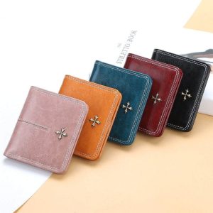 Woman Solid Color Mini Bifold Wallet